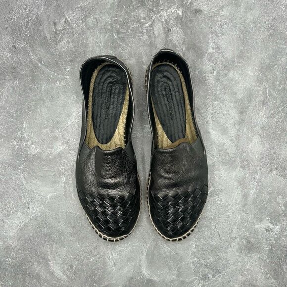 Bottega Veneta Metallic Gray Intrecciato Leather Slip On Espadrille Flats Size 3 - Picture 4 of 13